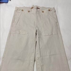 Anthropologie Pilcro Cream High-Rise Wide Leg Pants